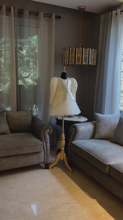 Ivory Silver Sequence Jacket Dress