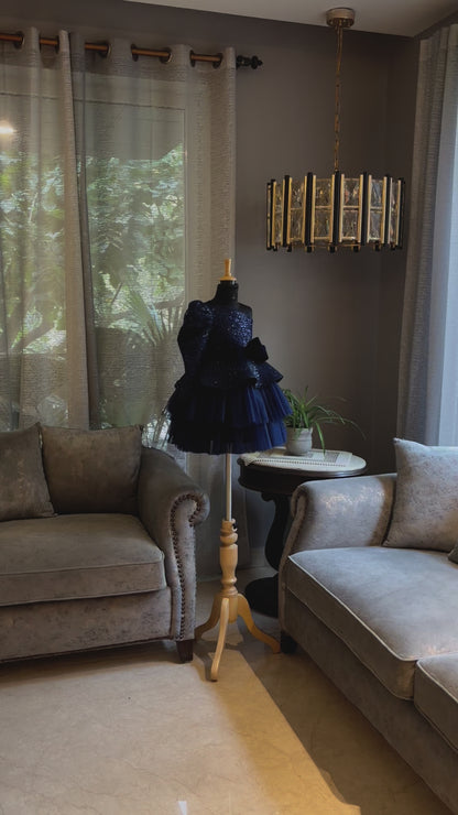 Navy Blue Sequence Peplum Dress