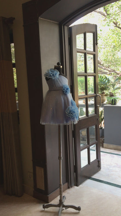 Powder Blue One Shoulder 6 Rose Dress
