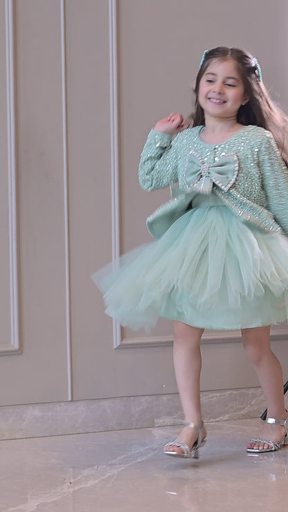 English Green Sequence Jacket Dress