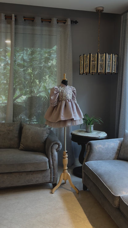 Lavender Gold Sequence Dutch Satin Dress