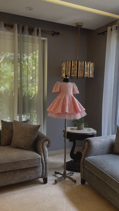 Baby Pink Line Sequence Dress