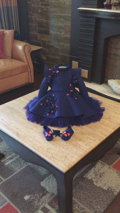 Royal Blue Garden Dress With Net