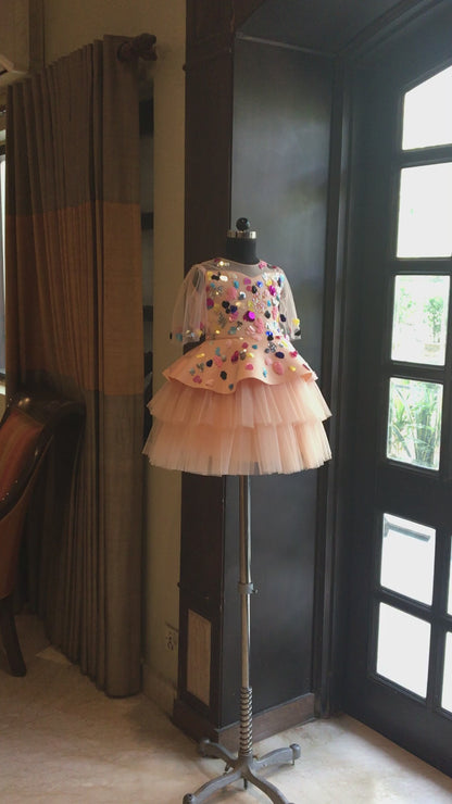 Peach Candy Peplum Dress
