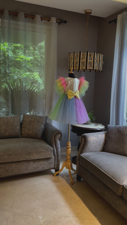 Silver Sequence Rainbow Net Dress