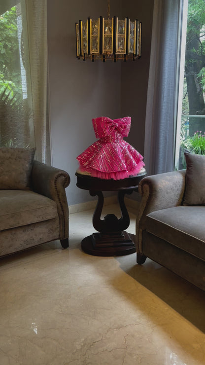Fuchsia Pink Offshoulder Barbie Dress
