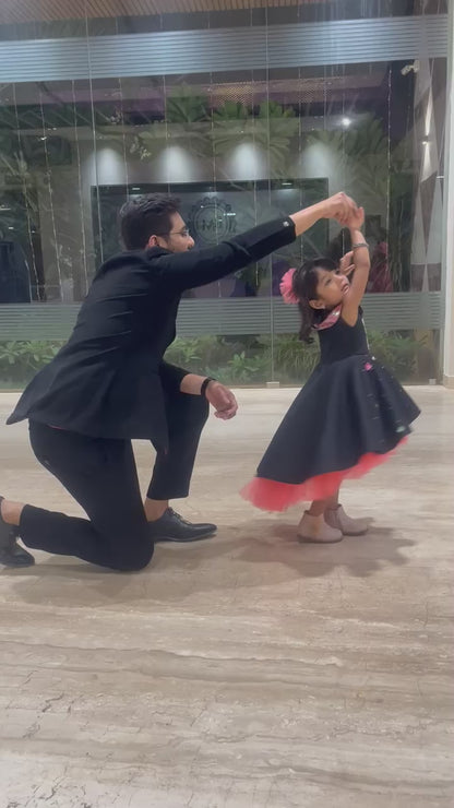 Black Fuchsia Pink Offshoulder Horse Carousel Short Long Gown