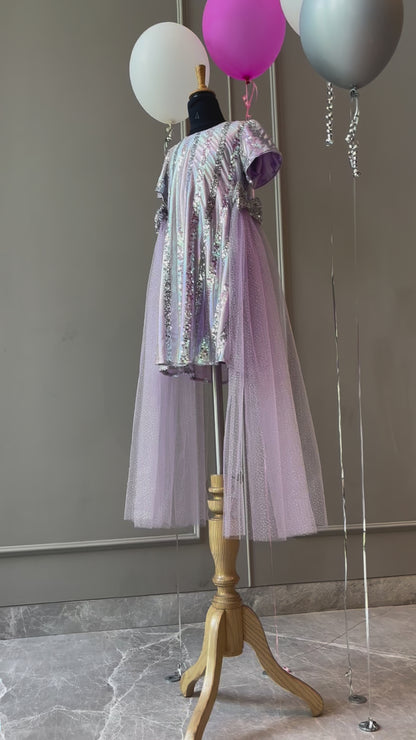 Lilac Silver Hallographic Sequence Dress