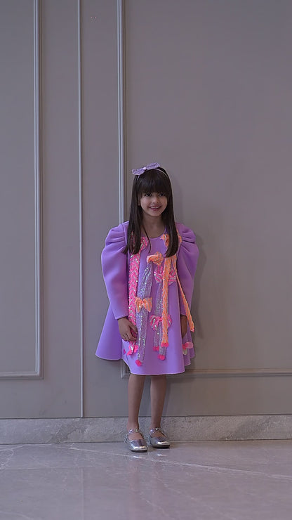 Lilac New Neon Bow Tassel Dress