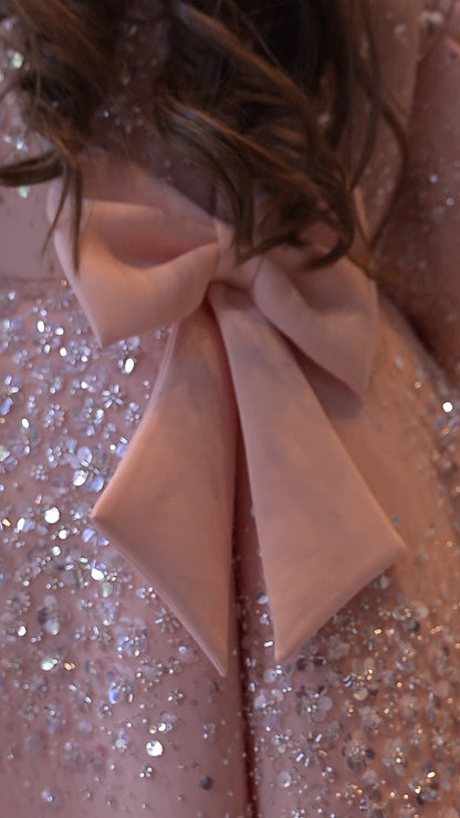 Peach Silver Jhilmil Short Long Gown