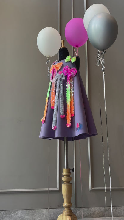 Lavender Neon Bow Dress