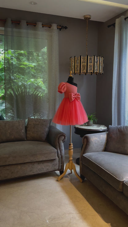 Raspberry One Shoulder Box Sleeve Dress