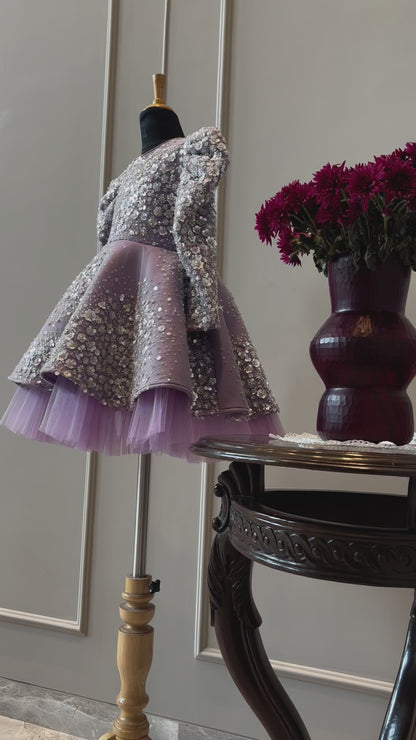 Lavender Silver Starry Sequence Dress