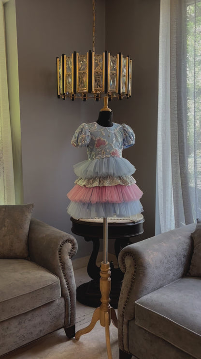 Powder Blue Sequence Multilayer Dress